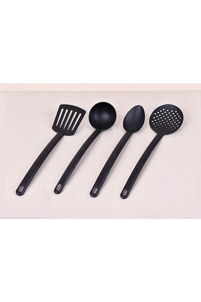 Plastlife 4 PCS Teflon serving set kitchen Colander Spoon Ladle Spatula JAN49