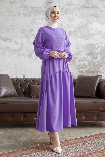 InStyle Merya Tunnel Belted Soft Ayrobin Dress - Lilac