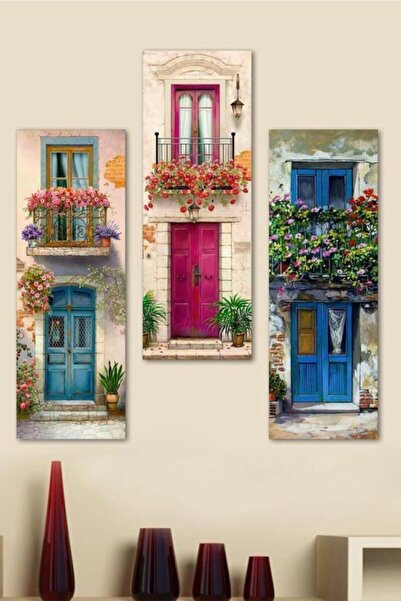 Teknograf Ev ve Balkon Tasarımlı 3 Parça MDF Tablo