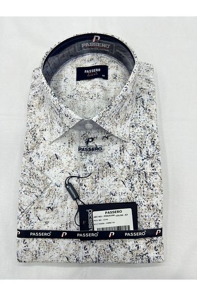 PASSERO Slim Fit Short Sleeve Printed Lycra