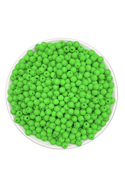 Hedef Bijuteri Neon Boncuk, 25gr 6mm Yeşil Mat Neon Fosforlu Boncuk,Takı Yapı...