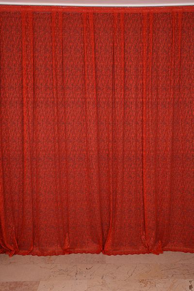 AKÇA TEKSTİL SPIDER TULE MODEL RED COLOR SINGLE WING Ready planted Pleated Background Curtain 300*260 cm