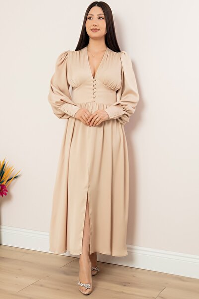 PULLIMM Σατέν Φόρεμα με Κούμπωμα 222788