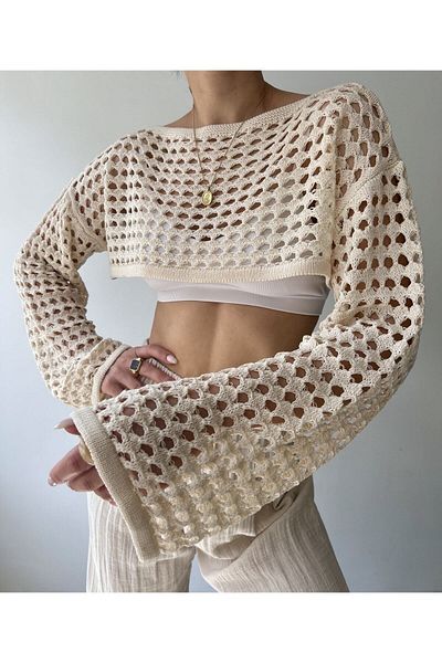 ZF BUTİK Santa Beige Crop