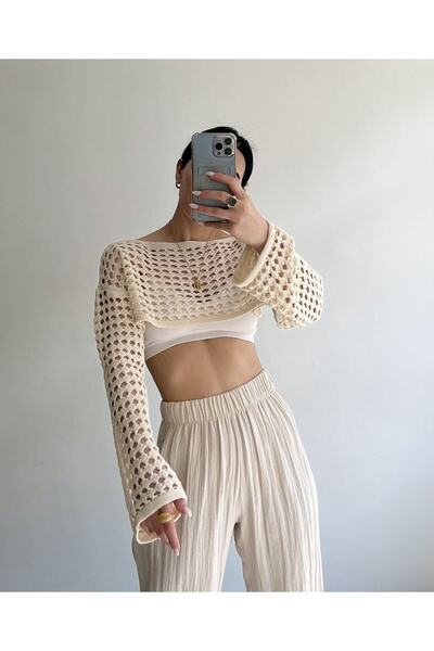 ZF BUTİK Santa Beige Crop