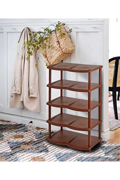 ÇEÇEN HOME 5 Katlı Plastik Ayakkabılık Kahverengi