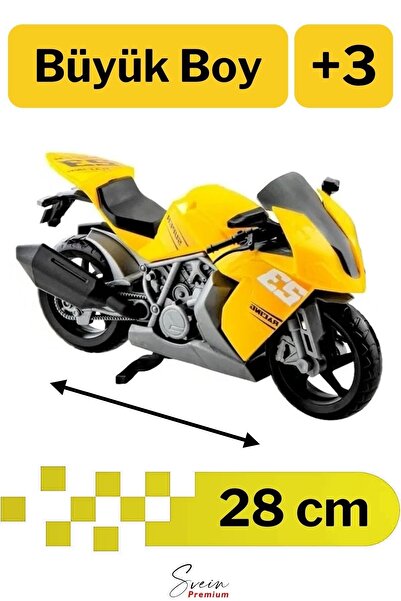 Svein Detaylı Çocuk Yarış Motosikleti Büyük Boy Oyuncak Motorbisiklet Moto Ra...