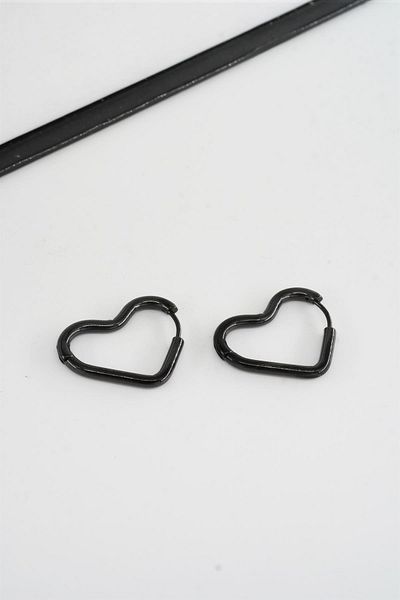 By Zeyna Aksesuar Women's 316 L Stainless Steel 2 cm Heart Model Earrings