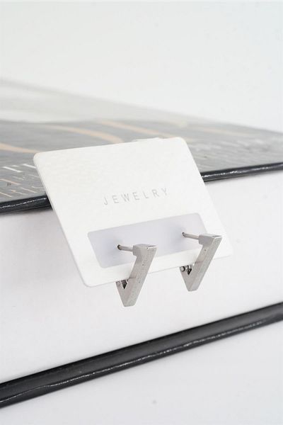 By Zeyna Aksesuar Unisex 316 L Stainless Steel 1.5 cm Triangle Model Earring