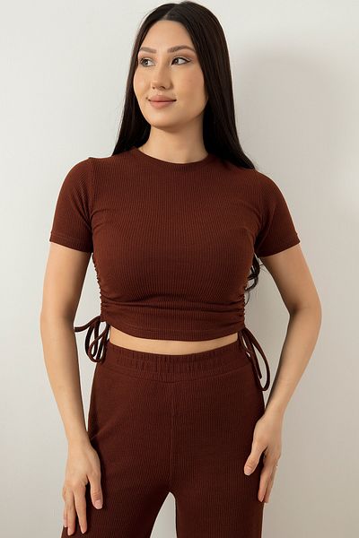 PULLIMM Crop Cut Side Gathered Double Set - 6775