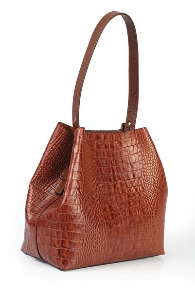 Ysmn حقيبة كتف نسائية من الجلد الطبيعي باللون البني YC011698DKR