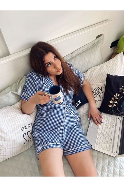 Serbella PötiKareli %100 Dokuma Pamuklu Şortlu Takım