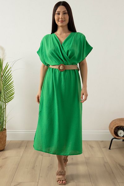 PULLIMM Rochie de in cu centura din paie 1344