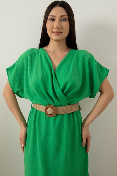 PULLIMM Rochie de in cu centura din paie 1344