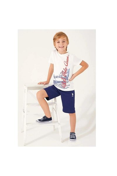 U.S. Polo Assn. База. Polo Assn 1357 Момче с бермудски костюм с характерни детайли