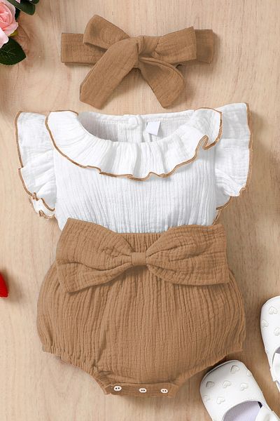 ipek atlas Baby Girl And Child Muslin Fabric Ruffle Sleeveless Jumpsuit