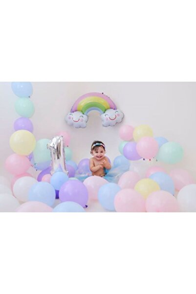 MERİ PARTİ Rainbow Birthday Concept Rainbow Balloon Set 1 έτους Γενέθλια Rainbow