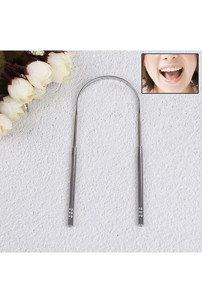 SAVORYHOME Silver Tongue Cleaner - Oral Care Brush, Tongue Plaque Removal