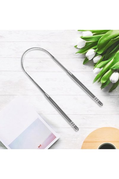 SAVORYHOME Silver Tongue Cleaner - Oral Care Brush, Tongue Plaque Removal