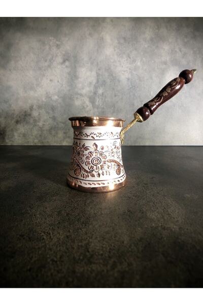 Copper Studio 999 2-3 Kişilik El Yapımı İşlemeli Kalaylı Kalın Bakır Kahve Ce...