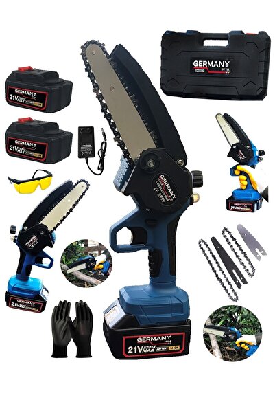 Germany Style Uzun-kısa Pala Ve Zincir 2x Akü Çantalı Şarjlı Dal Kesme Budama...