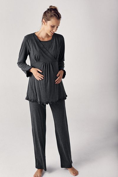 Artış Women's Long Sleeve Stretchy Cotton Fabric Maternity Pajamas Set 13201