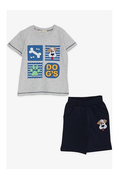 Breeze Σετ για αγόρι με σορτς Cute Puppy Light Grey Melange Soft 1-4 ετών