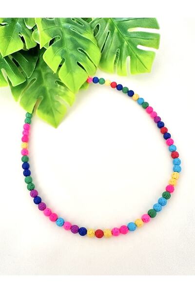 Atelier Çağla Colorful Natural Lava Stone Necklace