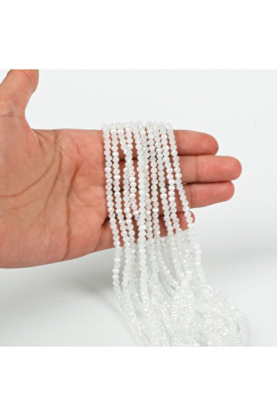 yfhobi 1 DİZİ (40 cm - 130 Adet)- 4 mm YASSI KRİSTAL CAM BONCUK, MAT JANJANLI...