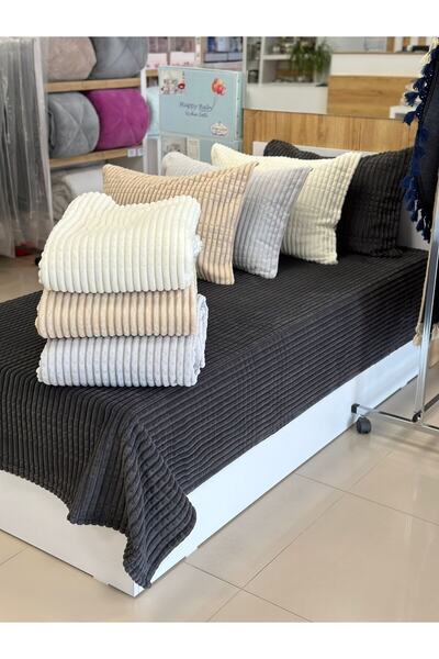 ETE HOMETEX MODERN LINE 2 PRÇ.BATTANİYE VE YATAK ÖRTÜSÜ SETİ GRİ TEK KİŞİLİK 8696474231363