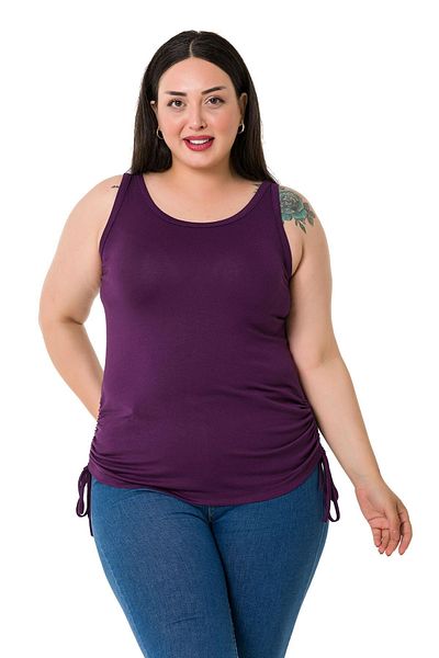 DISENTIS MODEST Large Size Thick Strap Viscose Plum Body with Tunnels on the Sides