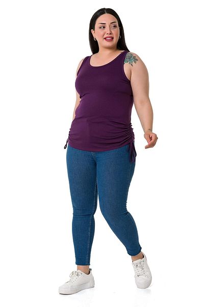 DISENTIS MODEST Large Size Thick Strap Viscose Plum Body with Tunnels on the Sides