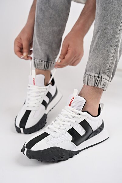 Freemax Unisex Ortopedik Sneaker Spor Ayakkabı Beyaz Siyah
