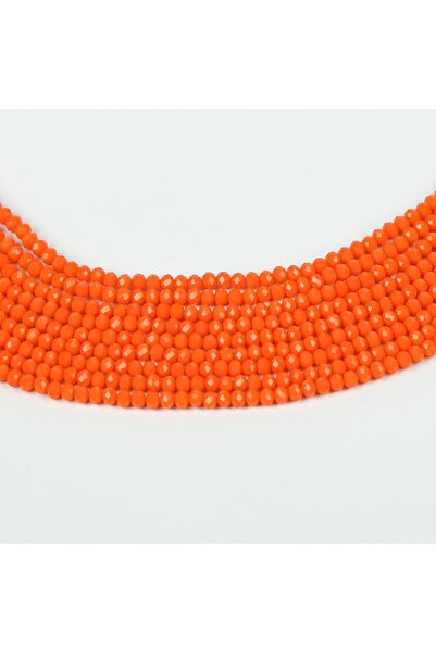 yfhobi 1 DİZİ (40 cm - 130 Adet) - 4 mm YASSI KRİSTAL CAM BONCUK, MAT TURUNCU...