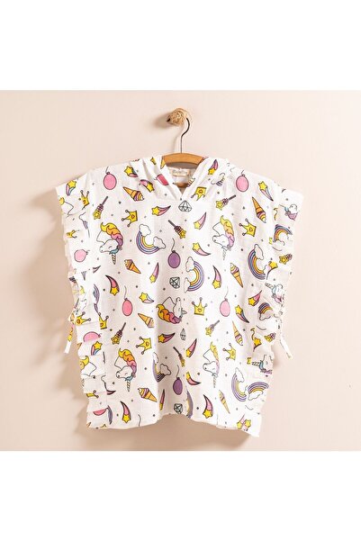 Melomio Baby Kids Unicorn Patterned Organic Muslin Baby and Kids Poncho - Bea...
