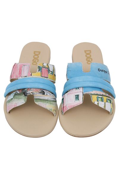 Dogo Women's Vegan Leather Multicolored Slippers - Burano Island Design