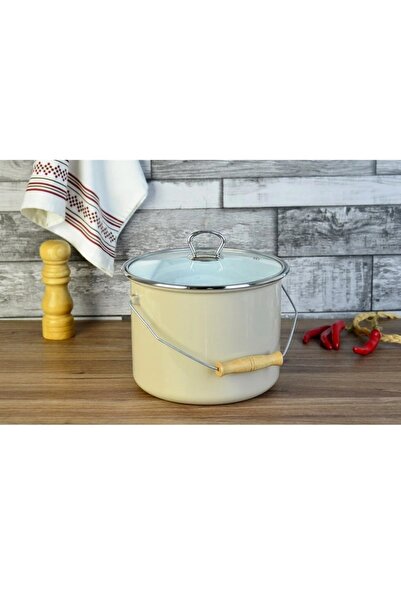 ERGENÇLER وعاء زبادي باكراش مطلي بالمينا مقاس 20 سم سعة 5.25 لتر