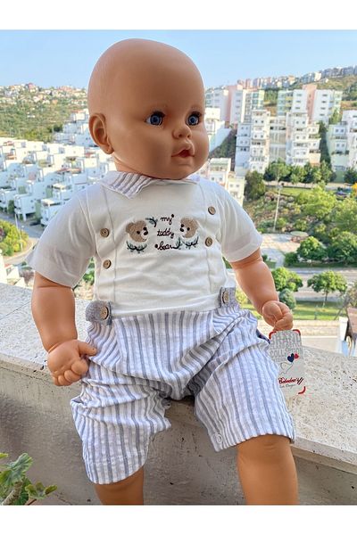 BEBEDEX'S KİDS Teddy Bear Embroidered Baby Boy Jumpsuit