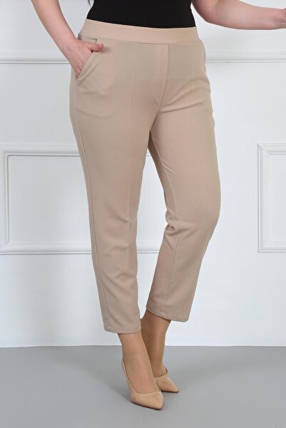 By Alba Collection Γυναικείο παντελόνι Mink Waist Full Elastic Lycra Scuba Crep Skinny Leg μεγάλο παντελόνι