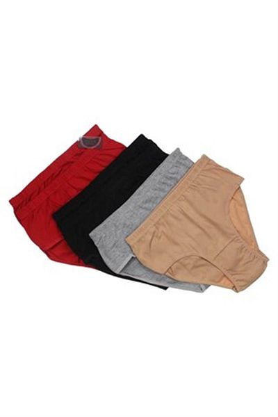 ÇamaşırcımShop 3041 Pachet de 4 chiloți colorați cu talie înaltă, cu talie elastică