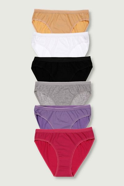 ÇamaşırcımShop Pachet de 6 chiloți bikini 100% bumbac pentru femei