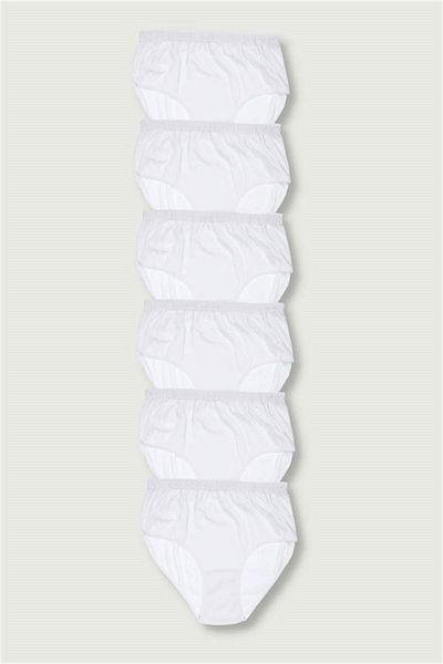 ÇamaşırcımShop Pack of 6 High Waist Rib 100% Cotton Bato Panties