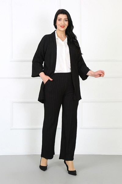 By Alba Collection Cardigan de damă, neagră, de mărime mare