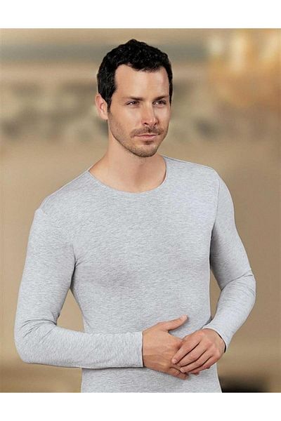 ÇamaşırcımShop Silver 4022 Crew Neck Lycra Men's Long Sleeve Undershirt