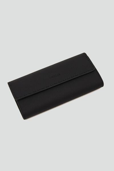 Deriza Crayz Hakiki Deri Büyük Boy Kadın Cüzdan Siyah