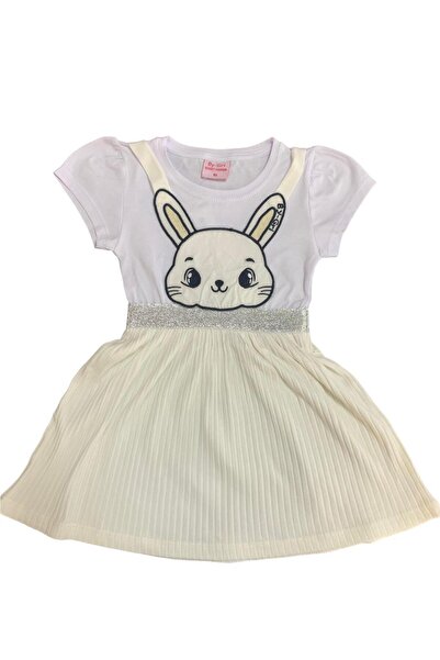 BY-GRİ TAVŞAN AKSESUARLI KIZ BEBEK ELBİSE