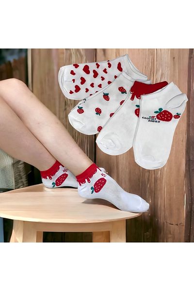 NF GLCN Unisex Booties Strawberry Patterned Socks Pack of 4