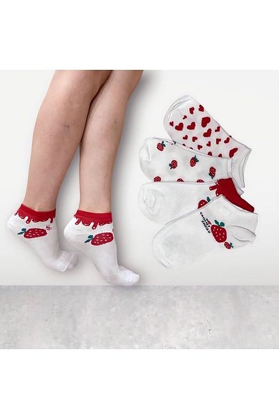 NF GLCN Unisex Booties Strawberry Patterned Socks Pack of 4