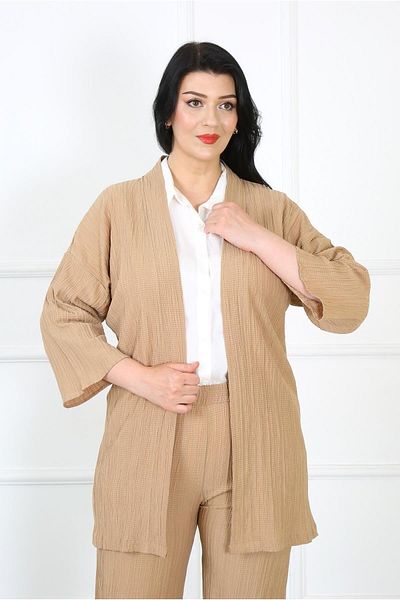 By Alba Collection Γυναικεία Ζακέτα από ύφασμα Mink Twist Plus Size