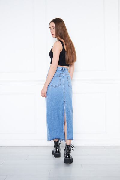 CRC JEANS Etek Ucu Dikişşiz Uzun Etek